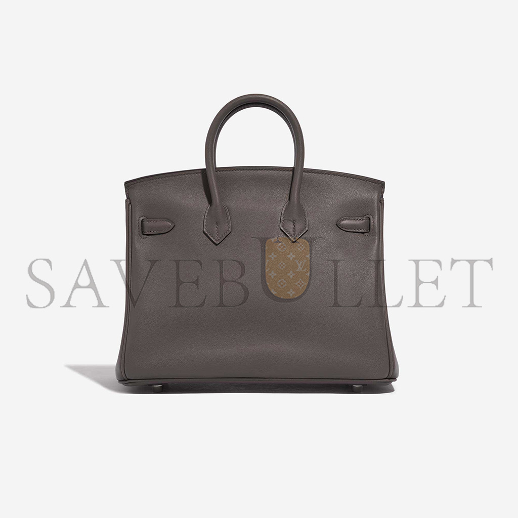 HERMES MASTER BIRKIN 25 SWIFT LEATHER PEWTER GREY SILVER BUCKLE BAG H049362CK10 (25*20*13cm)